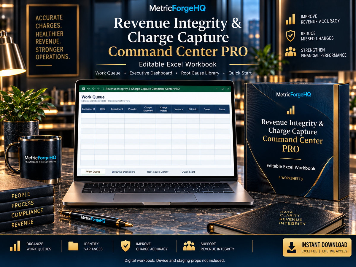 Revenue Integrity & Charge Capture Command Center PRO | Excel Dashboard