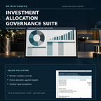 Investment allocation governance Excel suite cover with portfolio workspace and actual workbook preview of holdings and targets.
