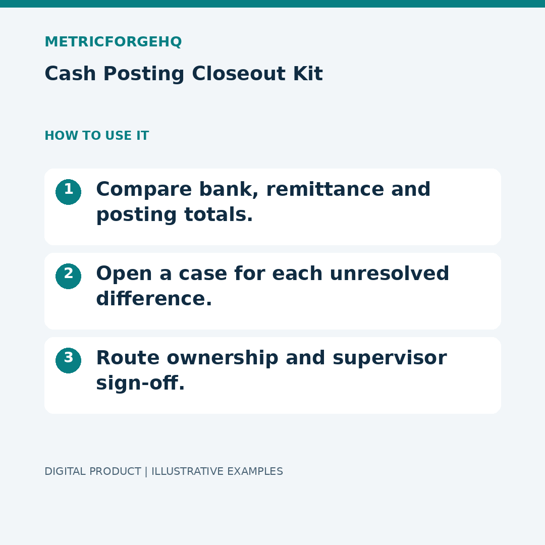 Cash Posting Closeout Kit — Workflow