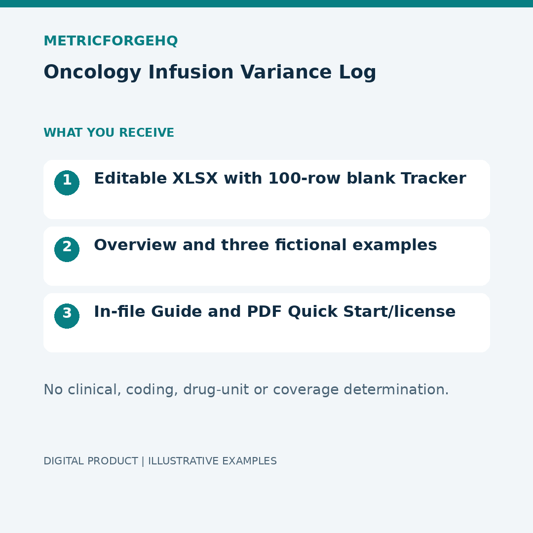 Oncology Infusion Variance Log — Contents