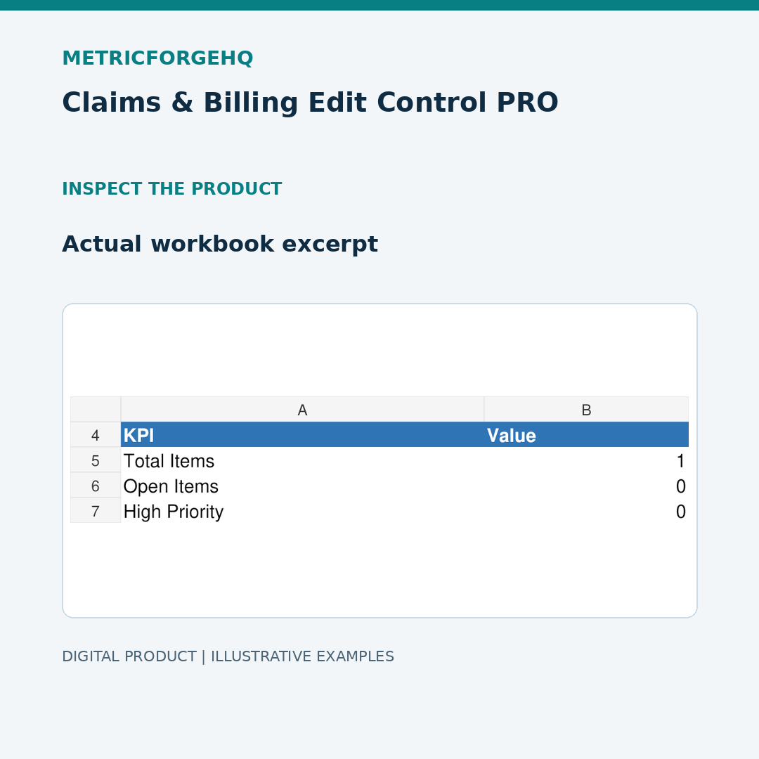 Claims & Billing Edit Control PRO — Actual Preview