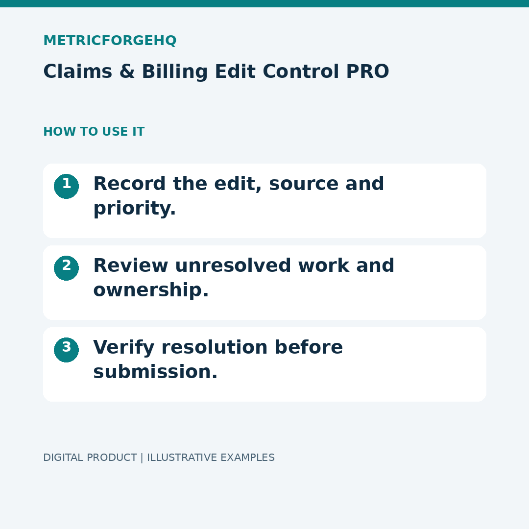 Claims & Billing Edit Control PRO — Workflow