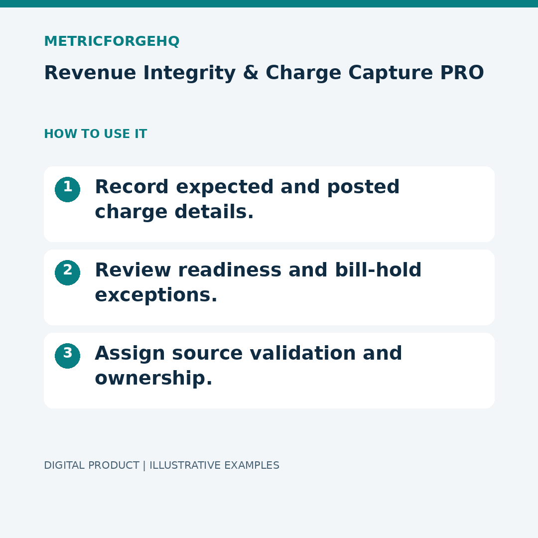 Revenue Integrity & Charge Capture PRO — Workflow