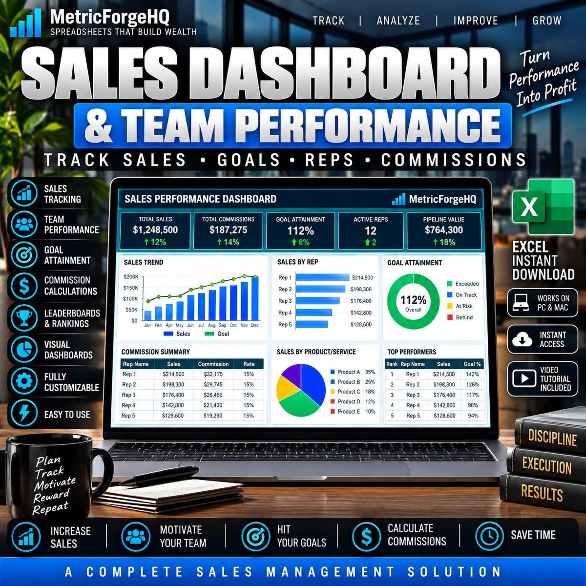 Sales Dashboard Excel Template - product preview 1