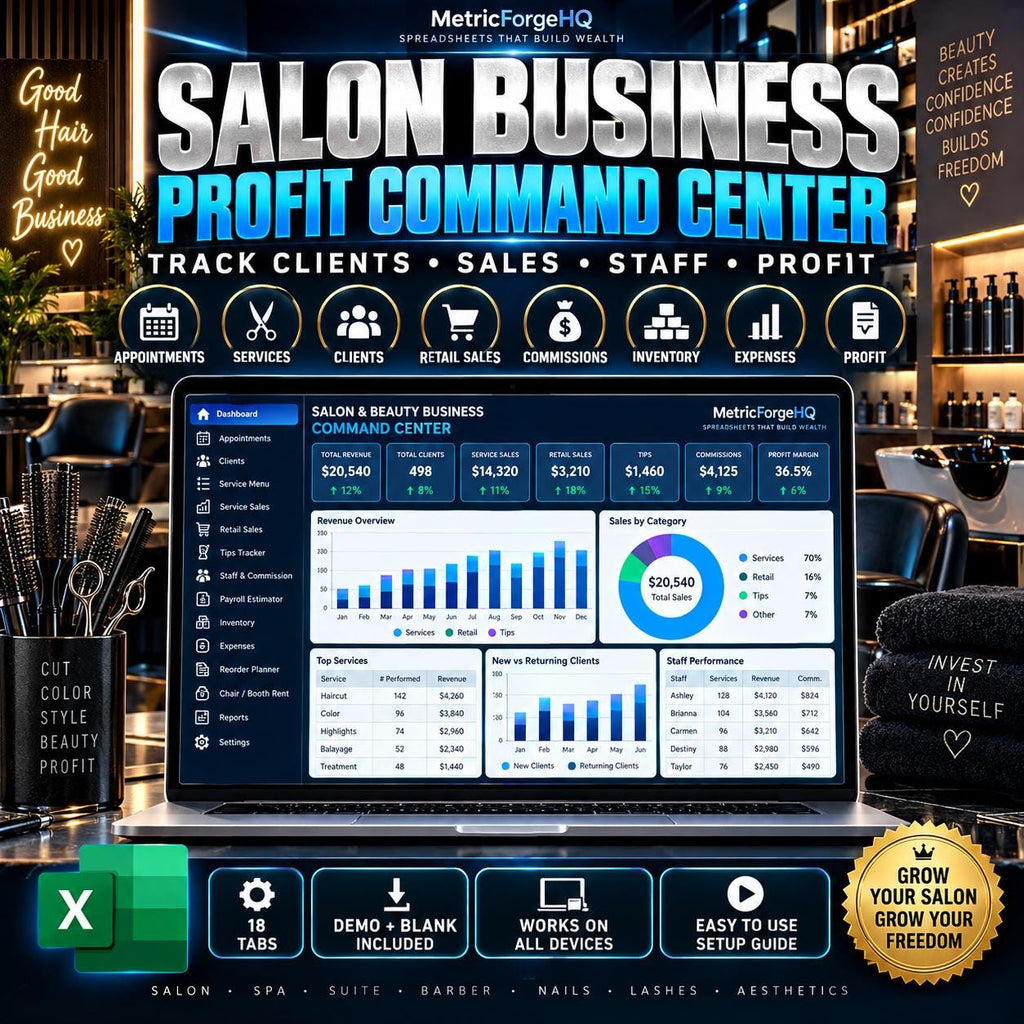 Salon Business Spreadsheet Excel - product preview 1