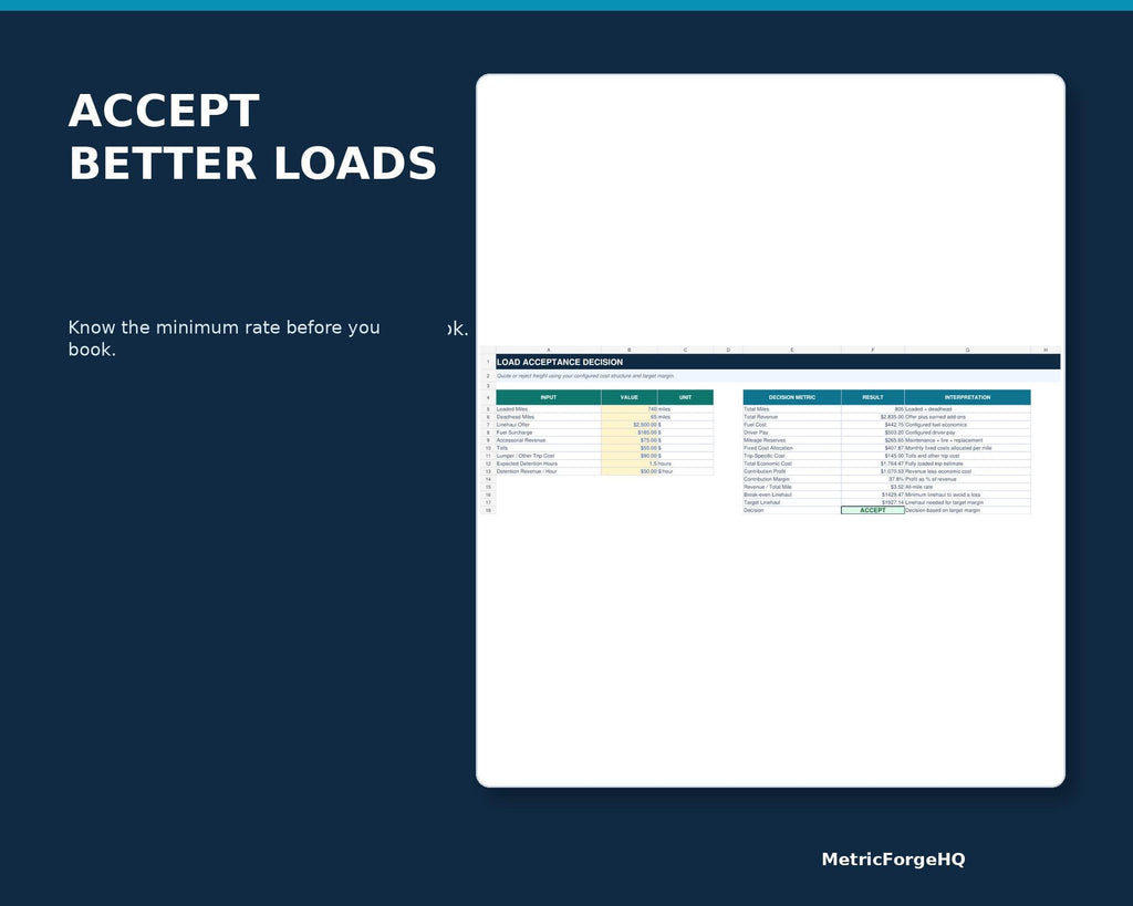 Trucking Business Spreadsheet Excel - product preview 3