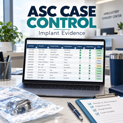 Illustrative premium healthcare operations desk for asc-case-implant; actual workbook preview appears in the next listing image