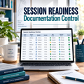 Illustrative premium healthcare operations desk for behavioral-session-readiness; actual workbook preview appears in the next listing image