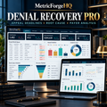MetricForgeHQ Medical Billing Denial Recovery PRO Excel dashboard for appeal deadlines, root cause and payer analysis