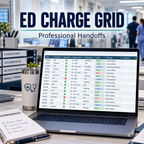 Illustrative premium healthcare operations desk for ed-professional-charge; actual workbook preview appears in the next listing image