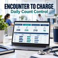 Illustrative premium healthcare operations desk for physician-encounter-to-charge; actual workbook preview appears in the next listing image