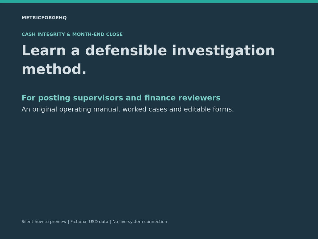 Cash Integrity & Month-End Close | Healthcare Cash Application Operating Manual