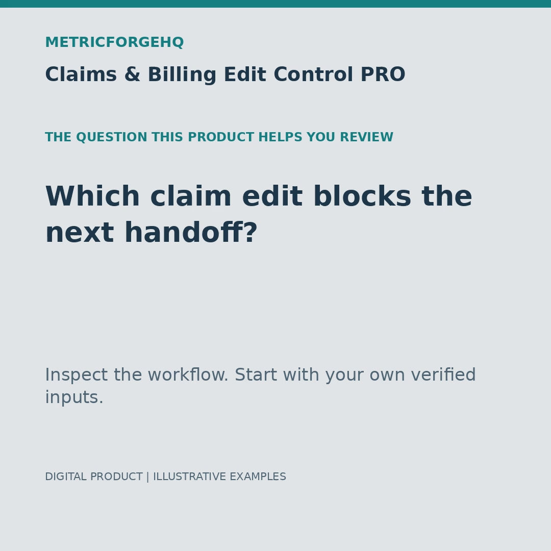 Claims & Billing Edit Control PRO — captioned 20-second product workflow preview