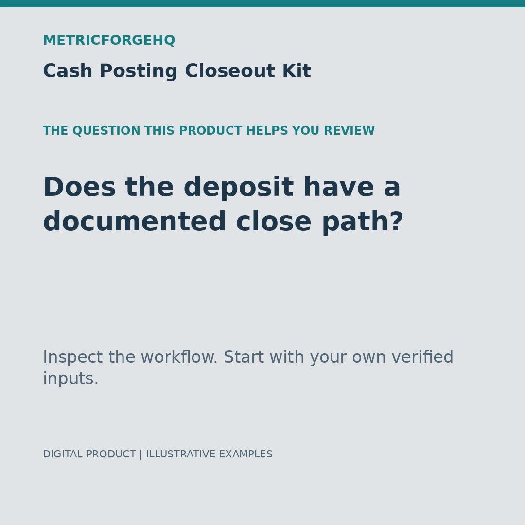 Cash Posting Closeout Kit — captioned 20-second product workflow preview