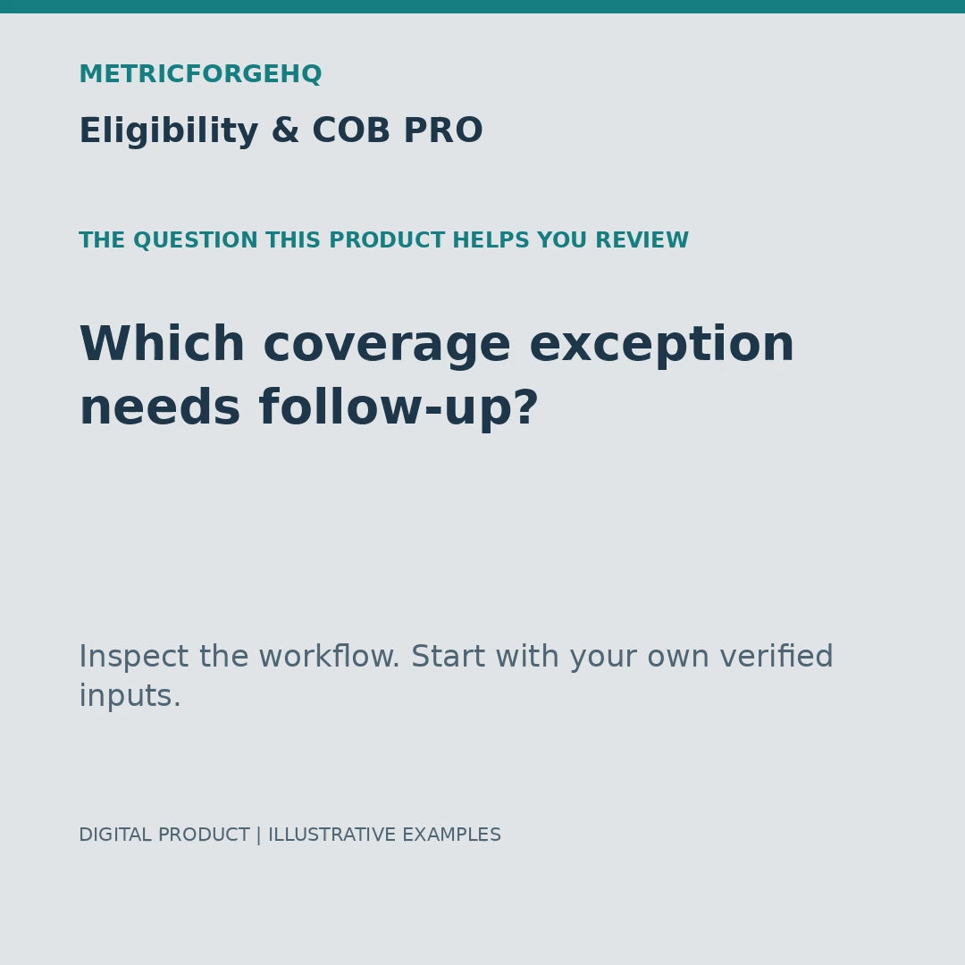 Eligibility & COB PRO — captioned 20-second product workflow preview
