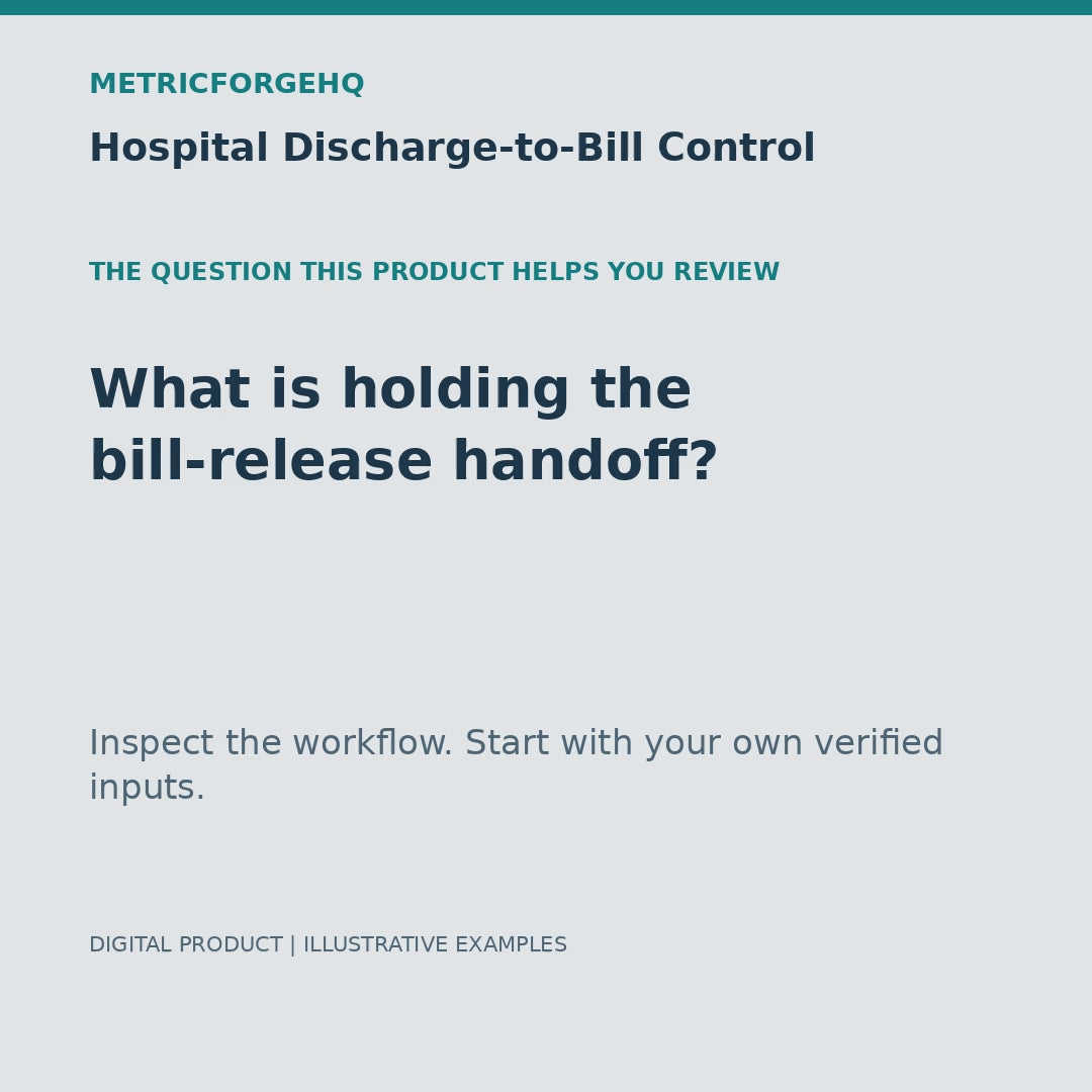 Hospital Discharge-to-Bill Control — captioned 20-second product workflow preview