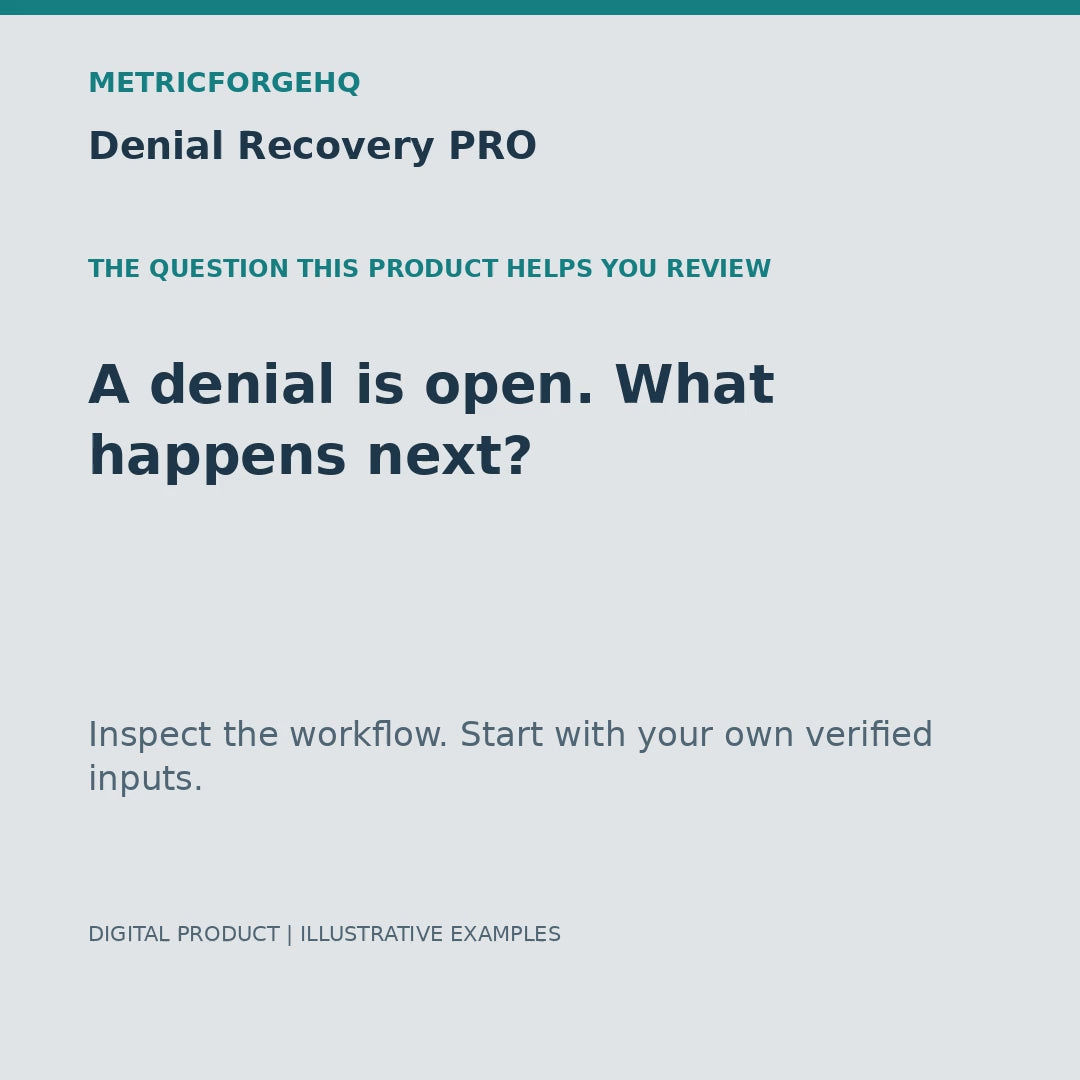 Denial Recovery PRO — captioned 20-second product workflow preview